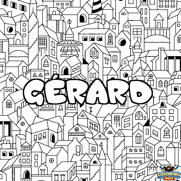 Coloring page first name G&Eacute;RARD - City background