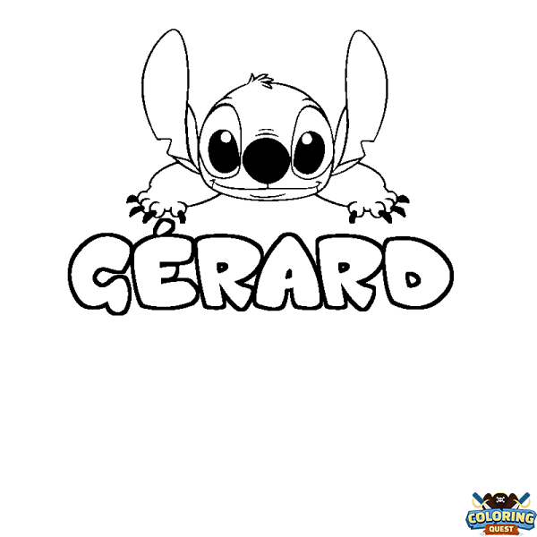 Coloring page first name G&Eacute;RARD - Stitch background