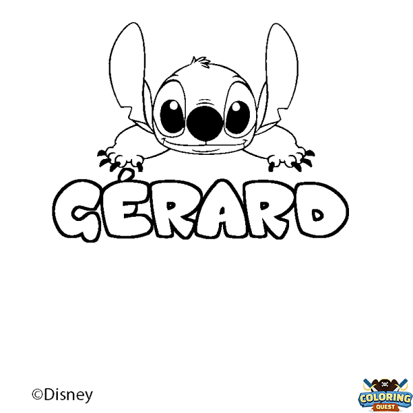 Coloring page first name G&Eacute;RARD - Stitch background