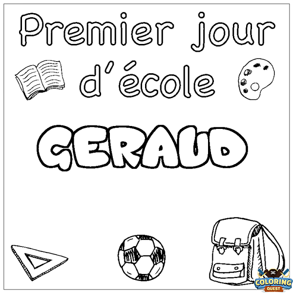 Coloring page first name GERAUD - School First day background