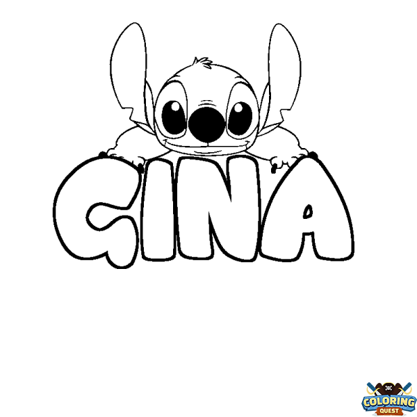 Coloring page first name GINA - Stitch background