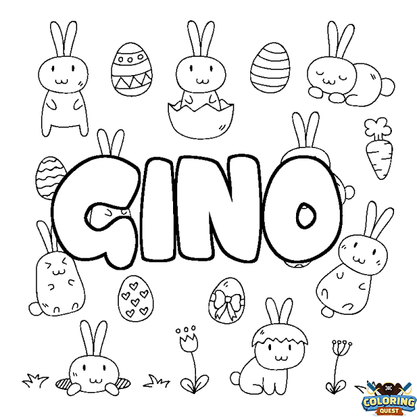 Coloring page first name GINO - Easter background