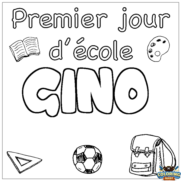 Coloring page first name GINO - School First day background
