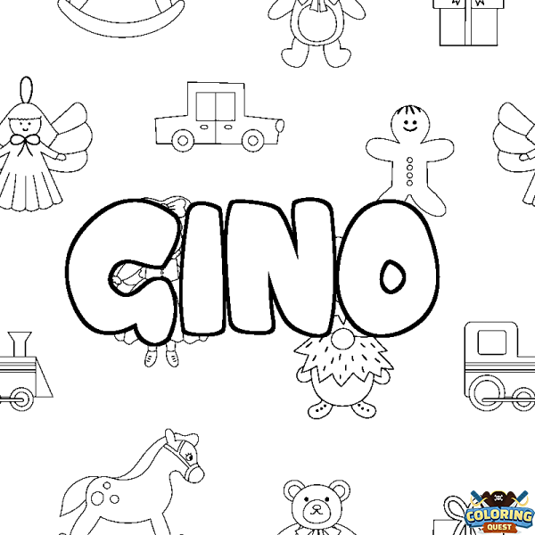 Coloring page first name GINO - Toys background