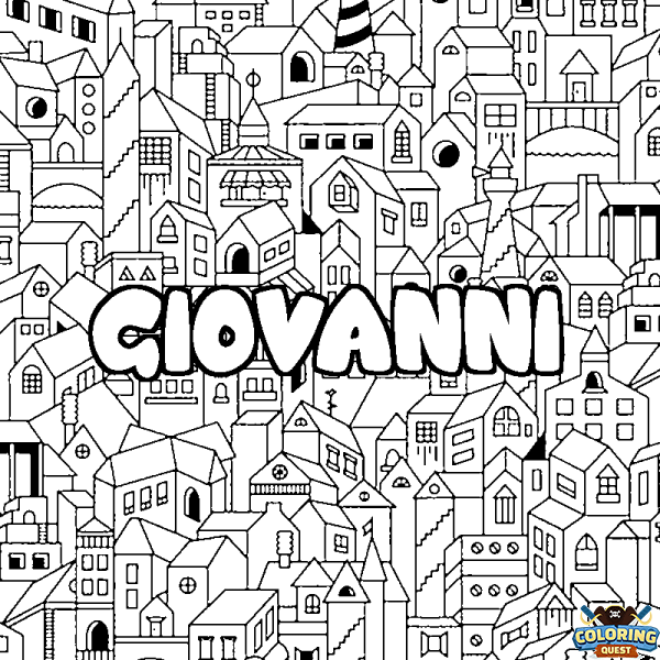Coloring page first name GIOVANNI - City background