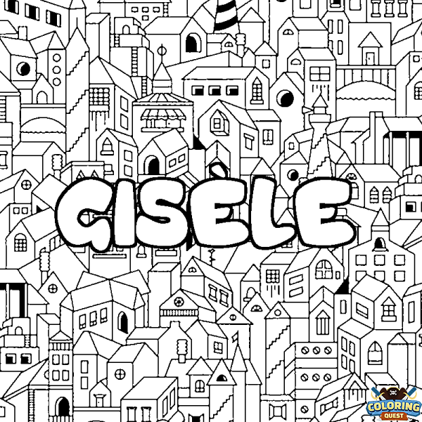 Coloring page first name GIS&Egrave;LE - City background