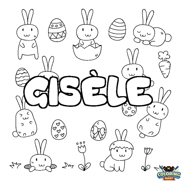 Coloring page first name GIS&Egrave;LE - Easter background