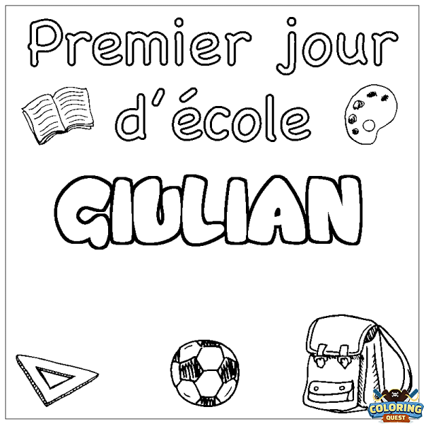 Coloring page first name GIULIAN - School First day background