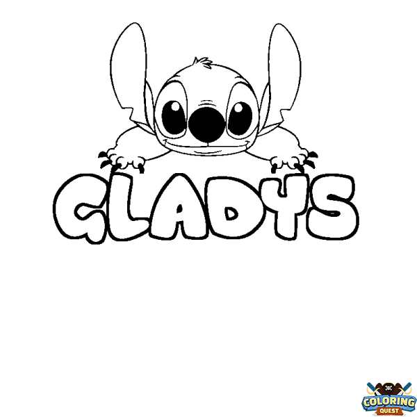 Coloring page first name GLADYS - Stitch background