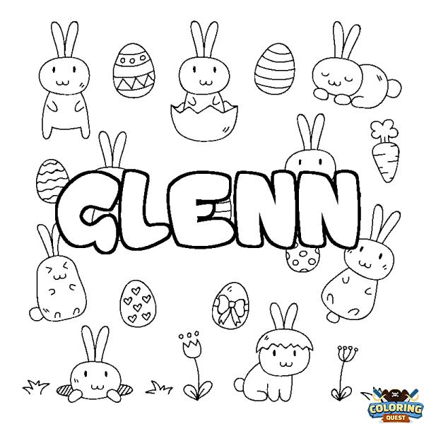 Coloring page first name GLENN - Easter background
