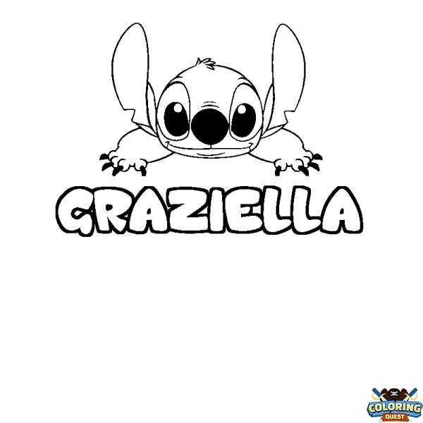 Coloring page first name GRAZIELLA - Stitch background