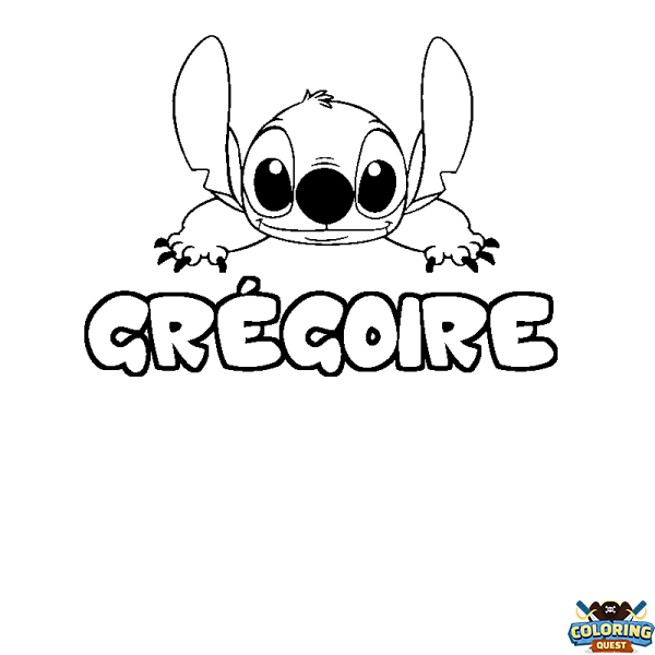 Coloring page first name GR&Eacute;GOIRE - Stitch background