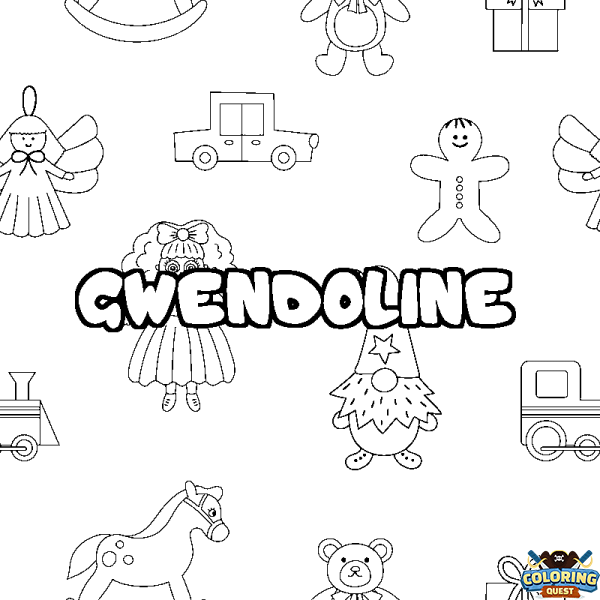 Coloring page first name GWENDOLINE - Toys background
