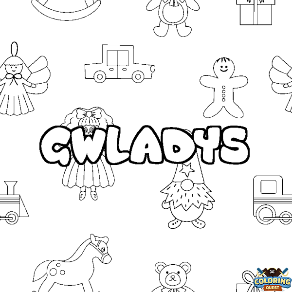 Coloring page first name GWLADYS - Toys background