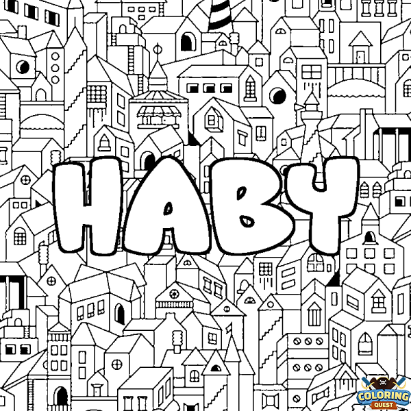Coloring page first name HABY - City background
