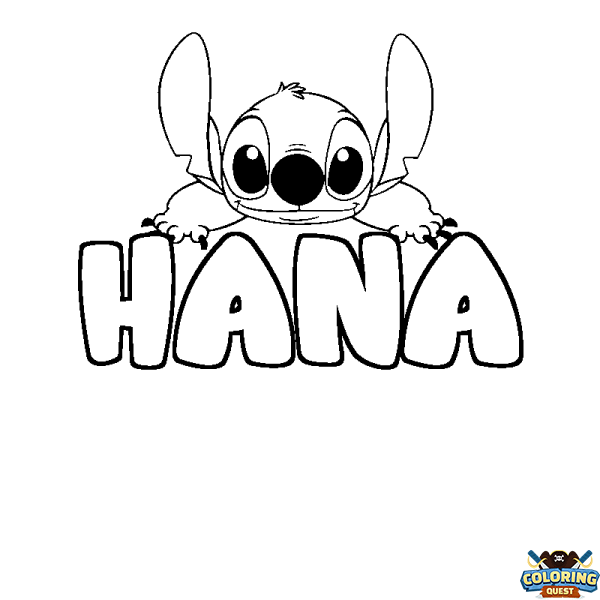 Coloring page first name HANA - Stitch background