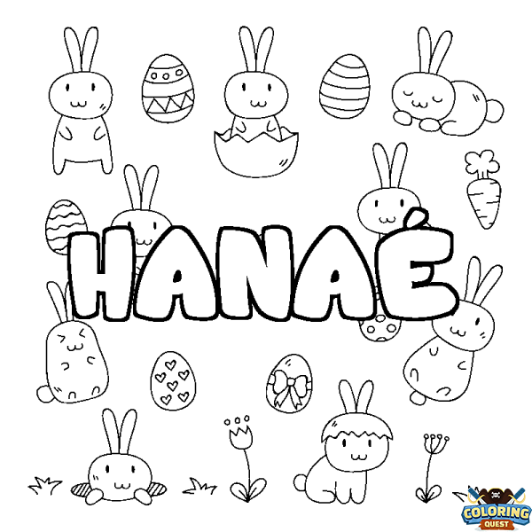 Coloring page first name HANA&Eacute; - Easter background