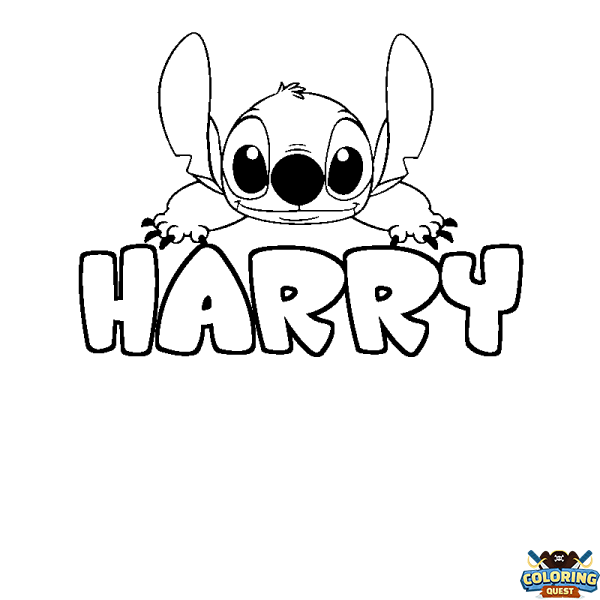 Coloring page first name HARRY - Stitch background