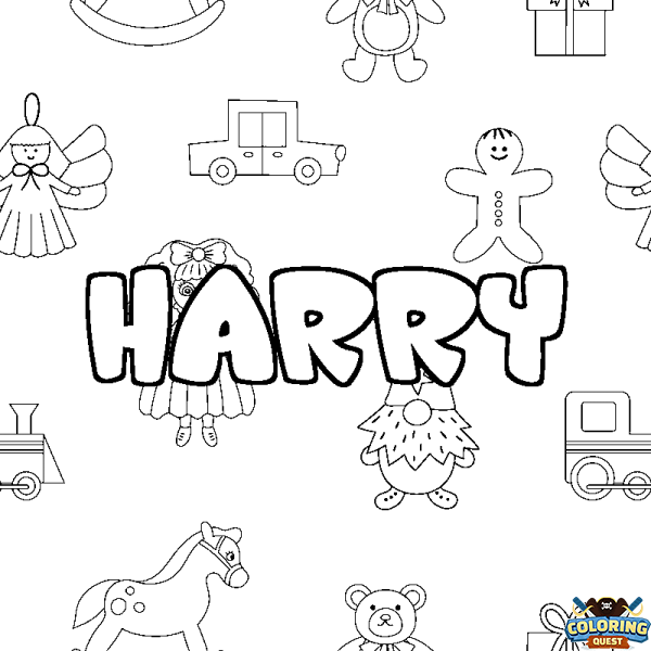 Coloring page first name HARRY - Toys background