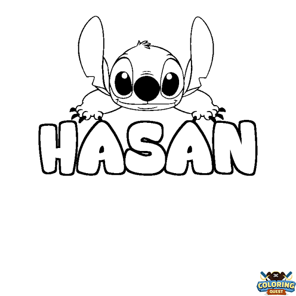 Coloring page first name HASAN - Stitch background