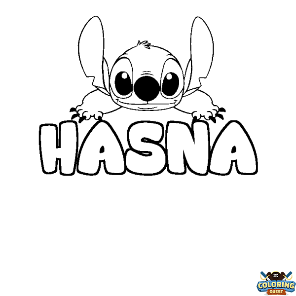 Coloring page first name HASNA - Stitch background