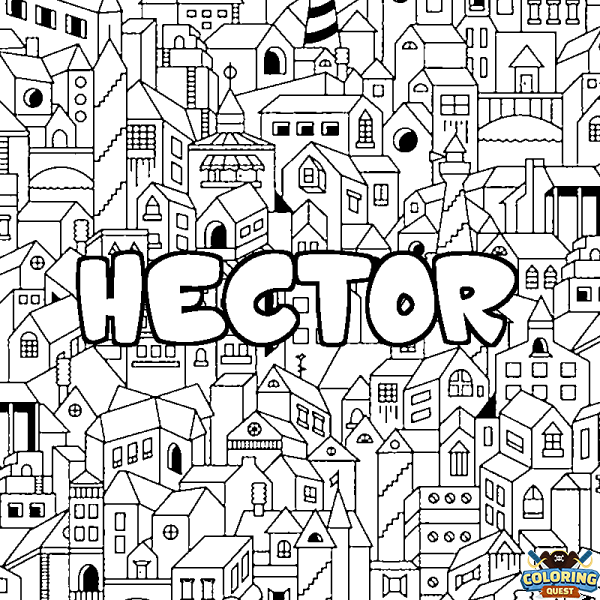 Coloring page first name HECTOR - City background