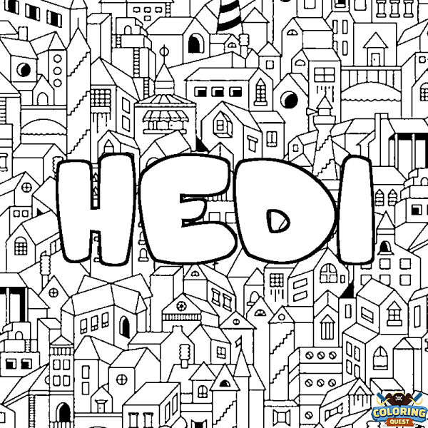 Coloring page first name HEDI - City background