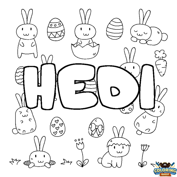 Coloring page first name HEDI - Easter background