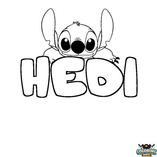 Coloring page first name HEDI - Stitch background