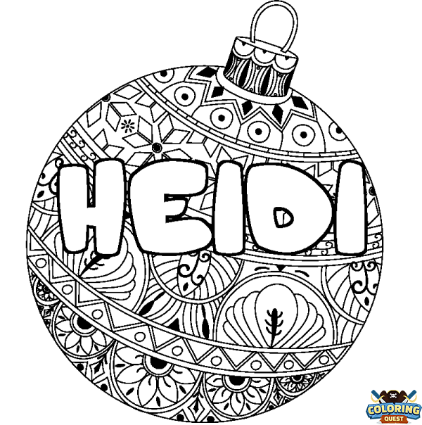 Coloring page first name HEIDI - Christmas tree bulb background