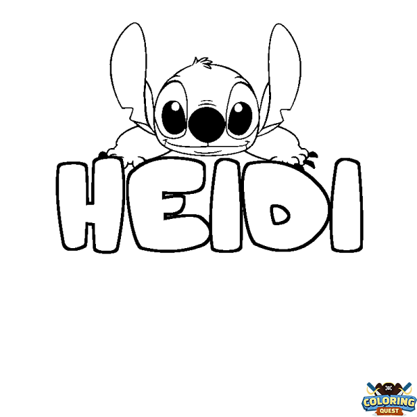 Coloring page first name HEIDI - Stitch background