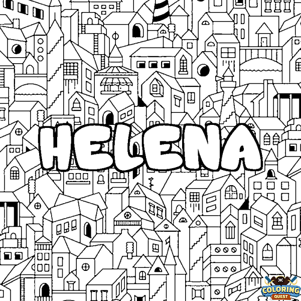 Coloring page first name HELENA - City background