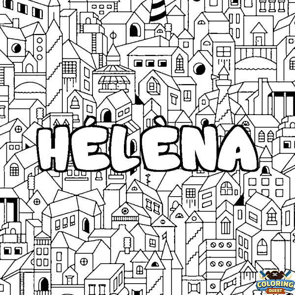 Coloring page first name H&Eacute;L&Egrave;NA - City background
