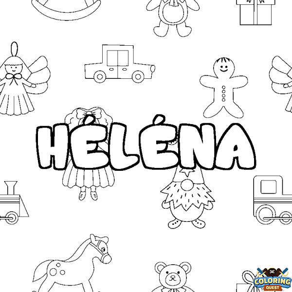Coloring page first name H&Eacute;L&Eacute;NA - Toys background