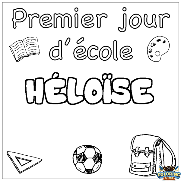 Coloring page first name H&Eacute;LO&Iuml;SE - School First day background