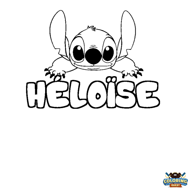 Coloring page first name H&Eacute;LO&Iuml;SE - Stitch background