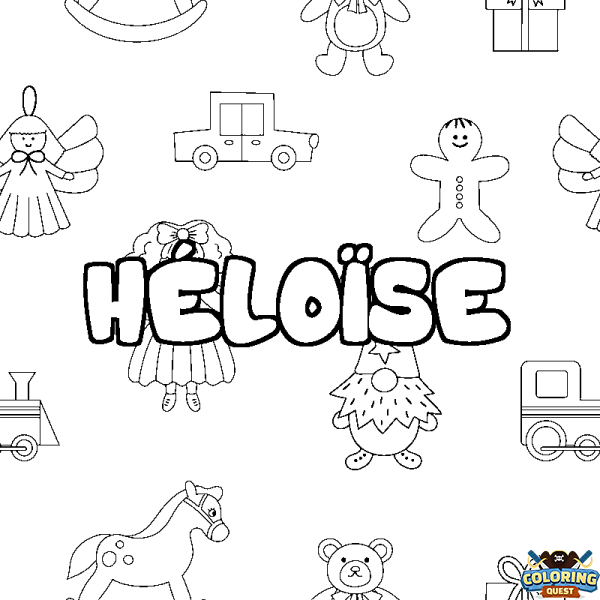 Coloring page first name H&Eacute;LO&Iuml;SE - Toys background