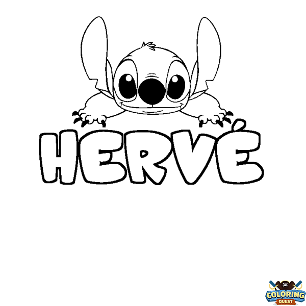 Coloring page first name HERV&Eacute; - Stitch background