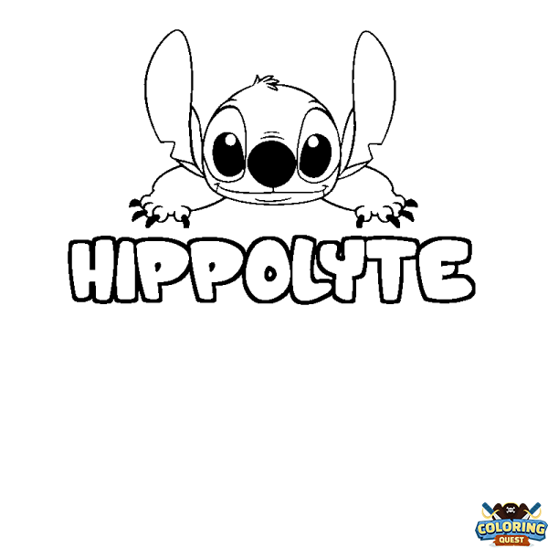 Coloring page first name HIPPOLYTE - Stitch background