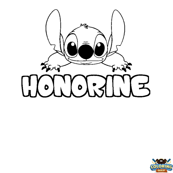 Coloring page first name HONORINE - Stitch background