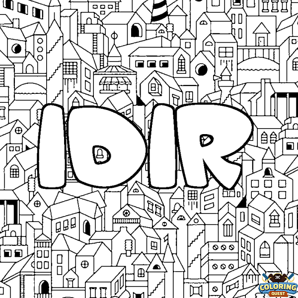 Coloring page first name IDIR - City background