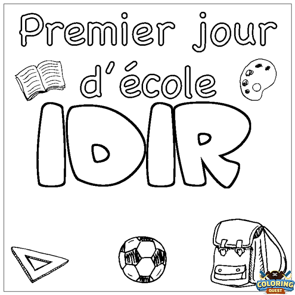 Coloring page first name IDIR - School First day background
