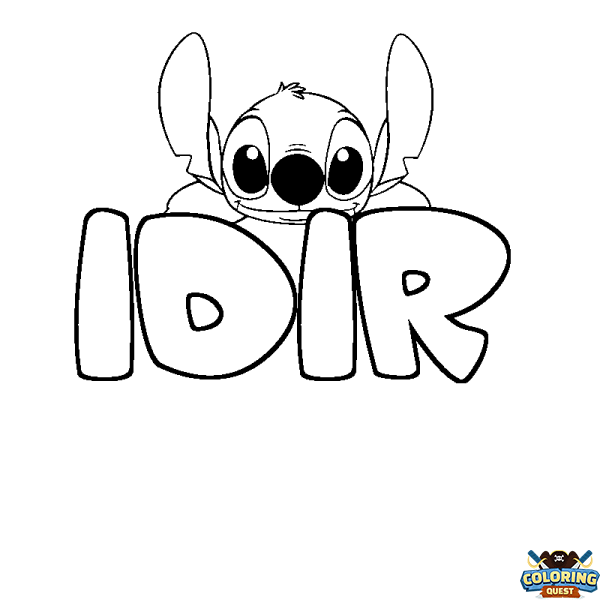 Coloring page first name IDIR - Stitch background