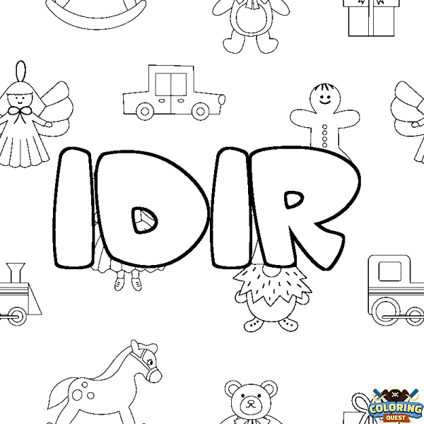 Coloring page first name IDIR - Toys background