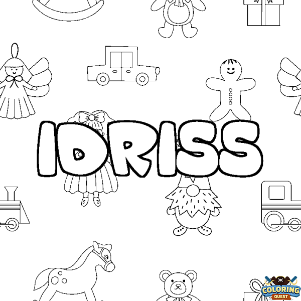 Coloring page first name IDRISS - Toys background