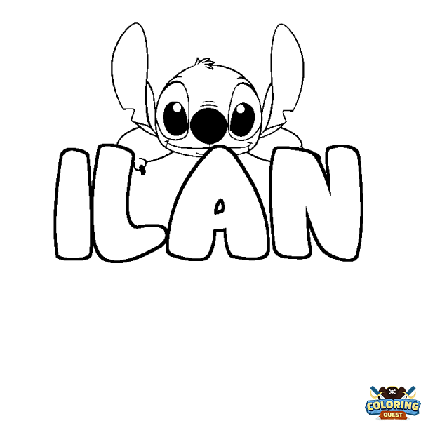 Coloring page first name ILAN - Stitch background