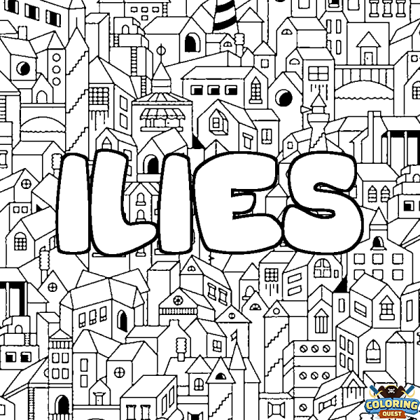 Coloring page first name ILIES - City background