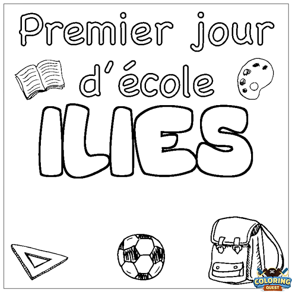 Coloring page first name ILIES - School First day background
