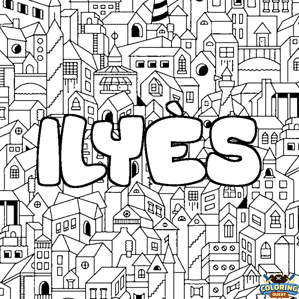 Coloring page first name ILY&Egrave;S - City background