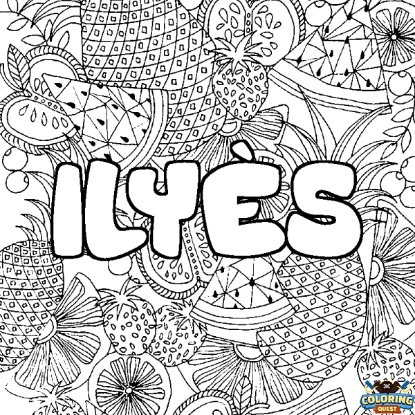 Coloring page first name ILY&Egrave;S - Fruits mandala background
